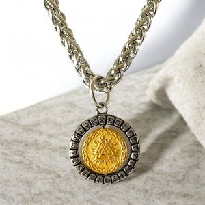 Men's 316L Surgical Stainless Steel Gold PVD Titanium Viking Pendant Necklace